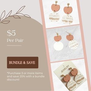 NEW Dangle earrings | Gold/White/peach-pink | post back